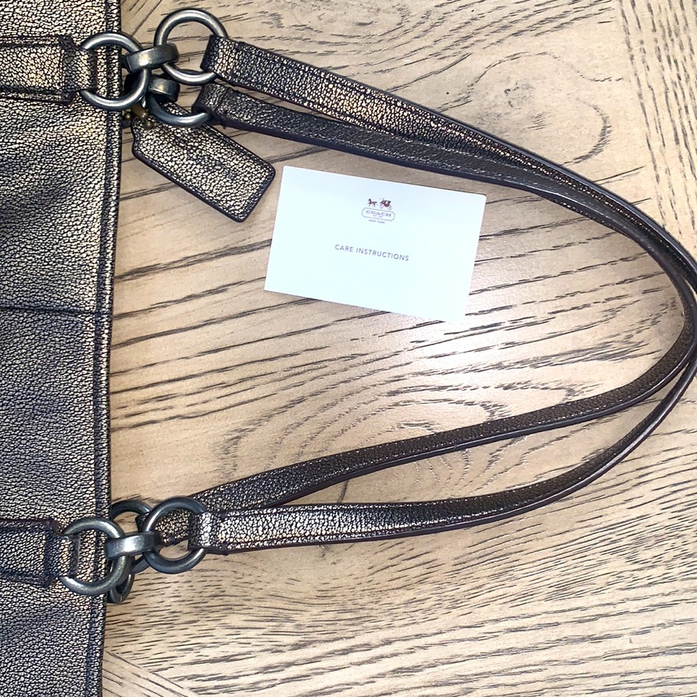 Coach Gold Bronze Metallic Tote Bag - Picture 8 of 10